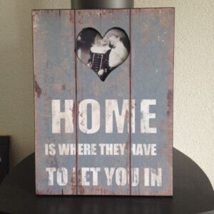 Houten tekstbord met fotolijstje ( 40 x 30 cm)