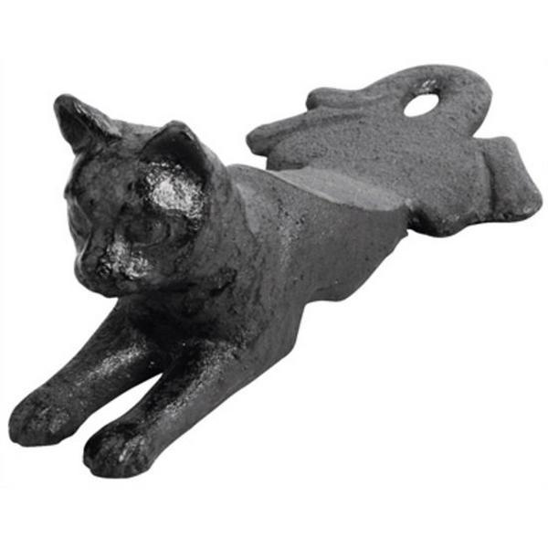 Rustiek zwarte deurstopper kat (gietijzer) 18 x 8 cm