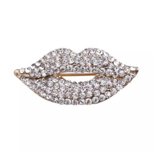 Broche mond Strass Goudkleurig
( 4.2 x 1.8 cm )