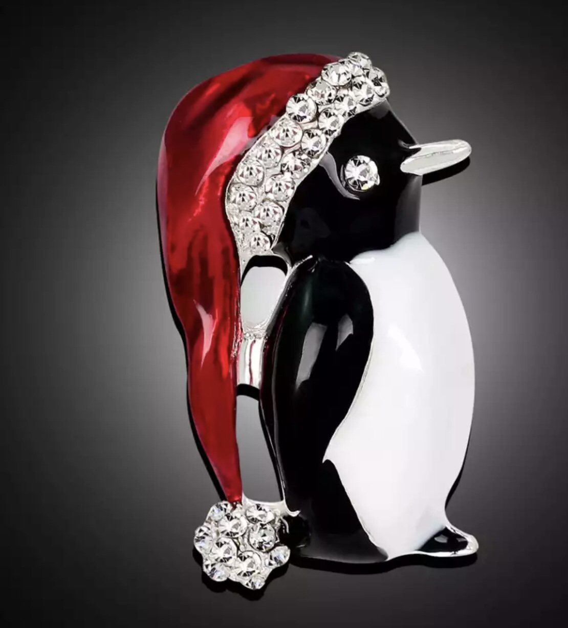 Broche kerst Pinguïn Strass ( 4 x 2,4 cm )