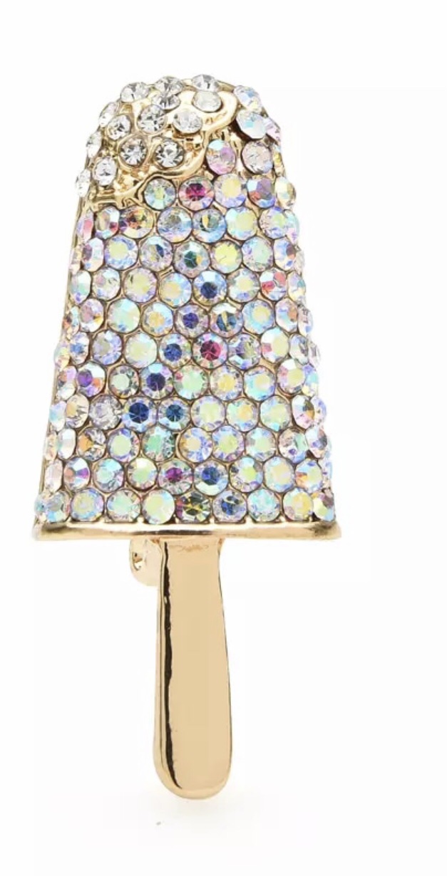 Broche Ice Cream Strass Goudkleurig ( 4.1 x 1.8 cm )