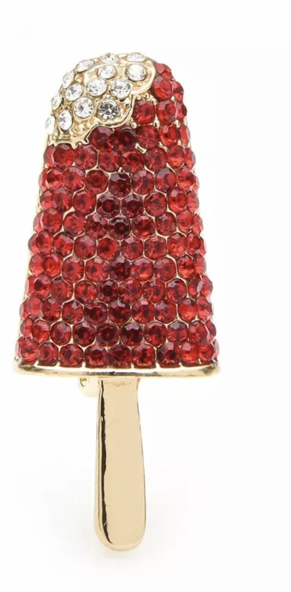 Broche Ice Cream Strass Rood ( 4.1 x 1.8 cm )