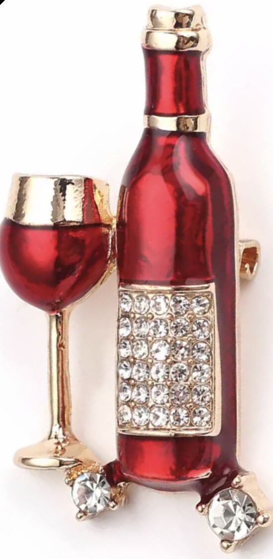 Broche Fles met Glas Strass
( 4.4 x 2.2 cm )