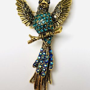 Broche Papegaai Strass Goudkleurig ( Blauw) 7.0 x 4.0 cm 