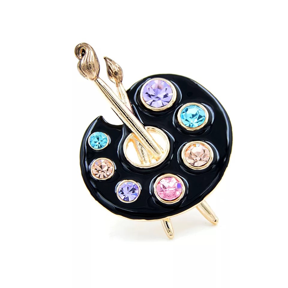 Broche Verf Palet Strass ( Zwart ) 4.5 x 3.4 vm
