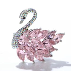 Broche Zwaan Strass Roze 
( 4.5 x 4.4 cm )
