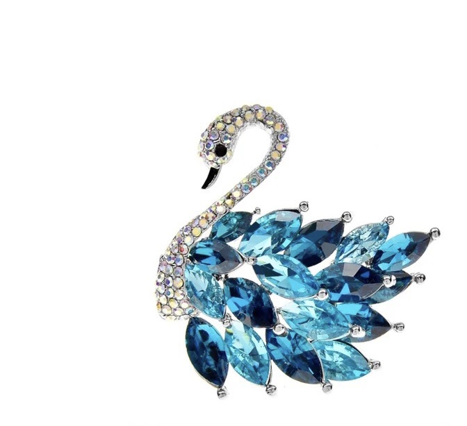 Broche Zwaan Strass Blauw zilverkleurig
( 4.5 x 4.4 cm )
