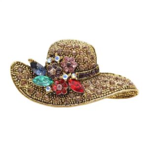 Broche Hoed Strass ( Goudkleurig) 2.6 x 5 cm 