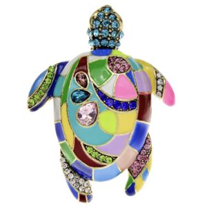 Broche Schildpad Turtle Strass (Kleurrijk) 6.7 x 5 cm