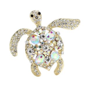 Broche Schildpad Turtle Strass (Goudkleurig)  5 x 5.3 cm