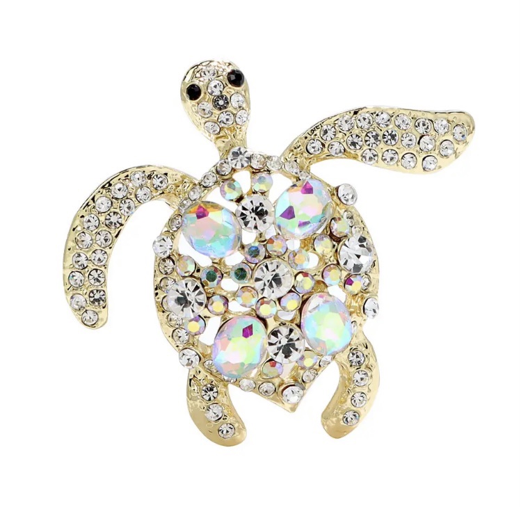 Broche Schildpad Turtle Strass (Goudkleurig) 5 x 5.3 cm