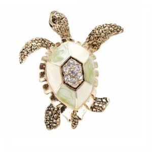 Broche Schildpad Turtle ( Groen/Goudkleurig ) 4.9 x 4.5 cm
