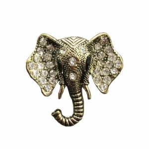 Broche Olifanten kop Strass (Goudkleurig) 3.5 x 3.8 cm 