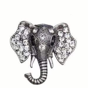 Broche Olifanten kop Strass ( Zilverkleurig)  3.5 x 3.8 cm 