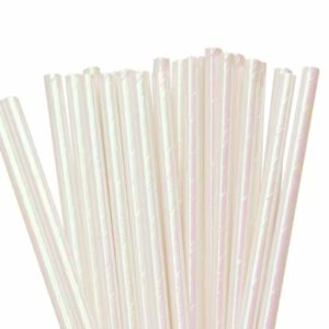 Rietjes stevig Papier (Metallic White) 25 stuks ( 19.7 cm )