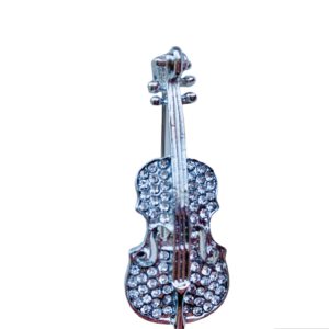 Broche Viool Strass Zilverkleurig
( 5 x 2 cm ) 