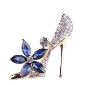 Broche Hoge hak Strass ( Blauwe Bloem ) 3.5 x 4.0 cm