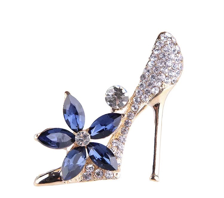 Broche Hoge hak Strass ( Blauwe Bloem ) 3.5 x 4.0 cm