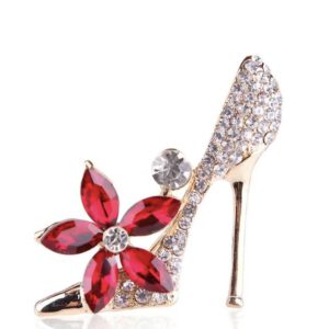 Broche Hoge hak Strass ( Rode Bloem ) 3.5 x 4.0 cm
