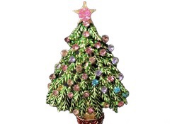 Broche Kerstboom Strass (Lichtgroen met ster) 5.5 x 3.9 cm in diversen soorten