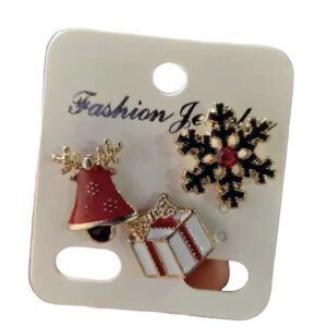 Broches Kerst (3 stuks op kaart) 1.7 x 0.7 cm