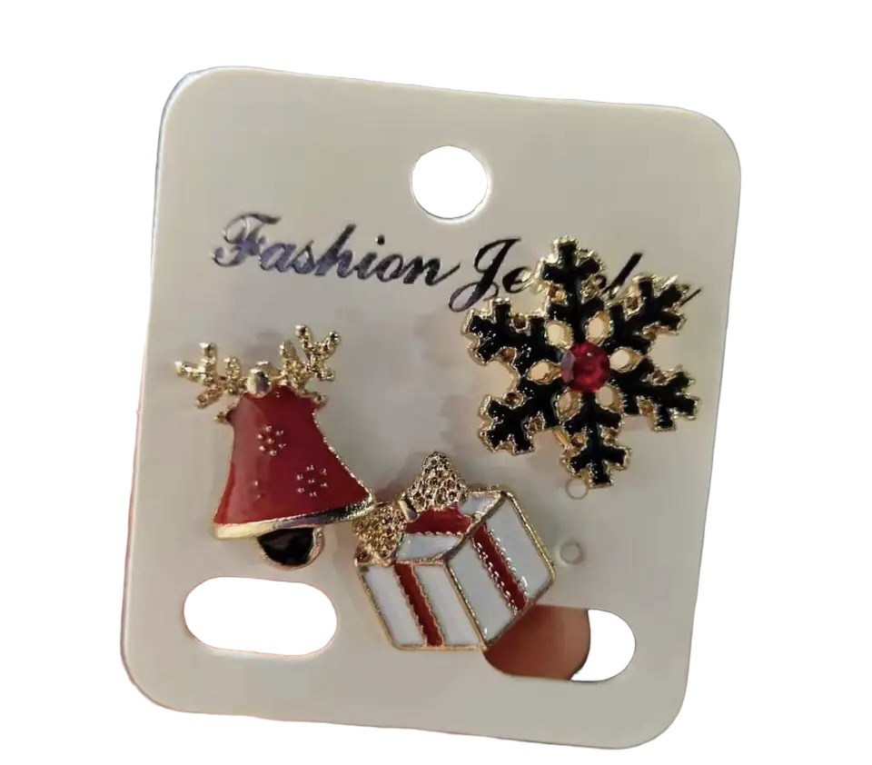 Broches Kerst (3 stuks op kaart) 1.7 x 0.7 cm