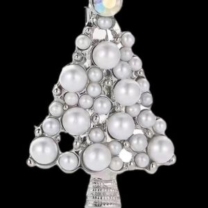 Broche Kerstboom (ingelegd met imitatie Parel ) 5.0 x 3.3 cm