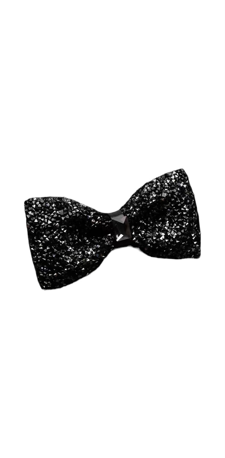Vlinderdas Strass ( Zwart ) 12 x6 cm