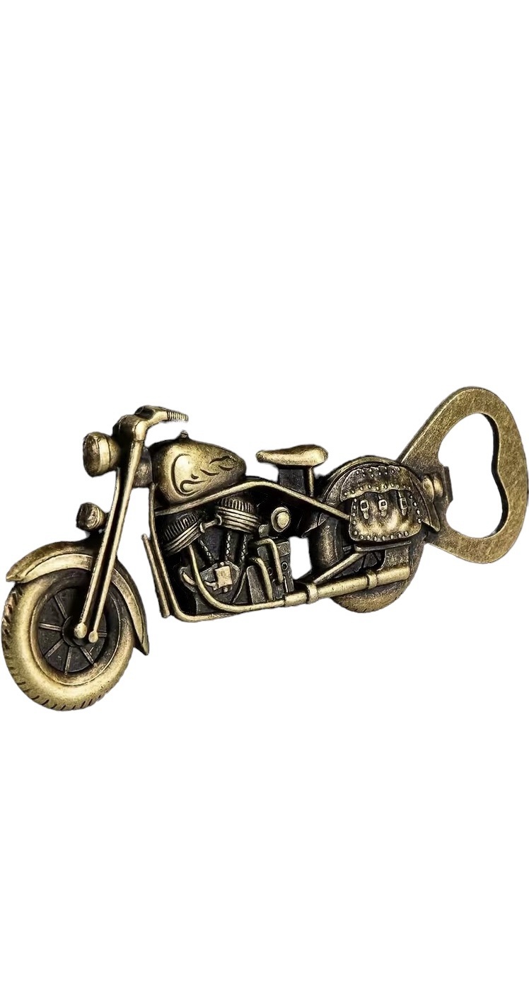 Flesopener Motorfiets koperkleurig( 12.7 x 5.2 cm)