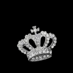 Broche Kroon Strass ( Zilverkleurig ) 3.8 x 3.2 cm