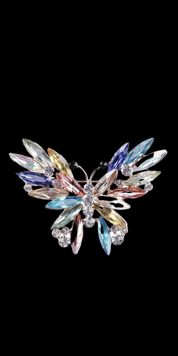 Broche Vlinder ( Lichte Kleuren) 4.5 x 5.5 cm