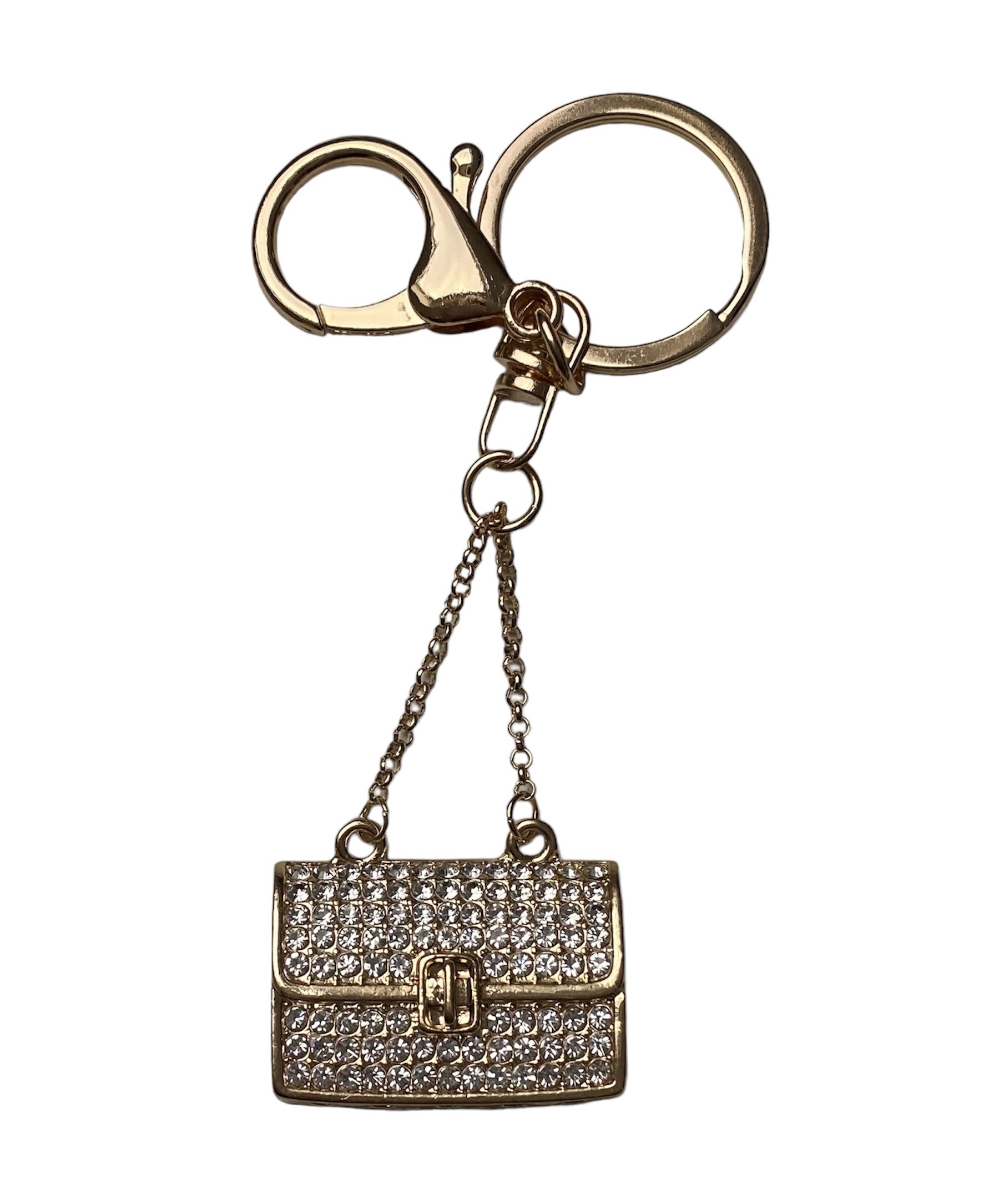 Sleutelhanger Strass Tas ( Goudkleurig ) 3.5 x 3 cm