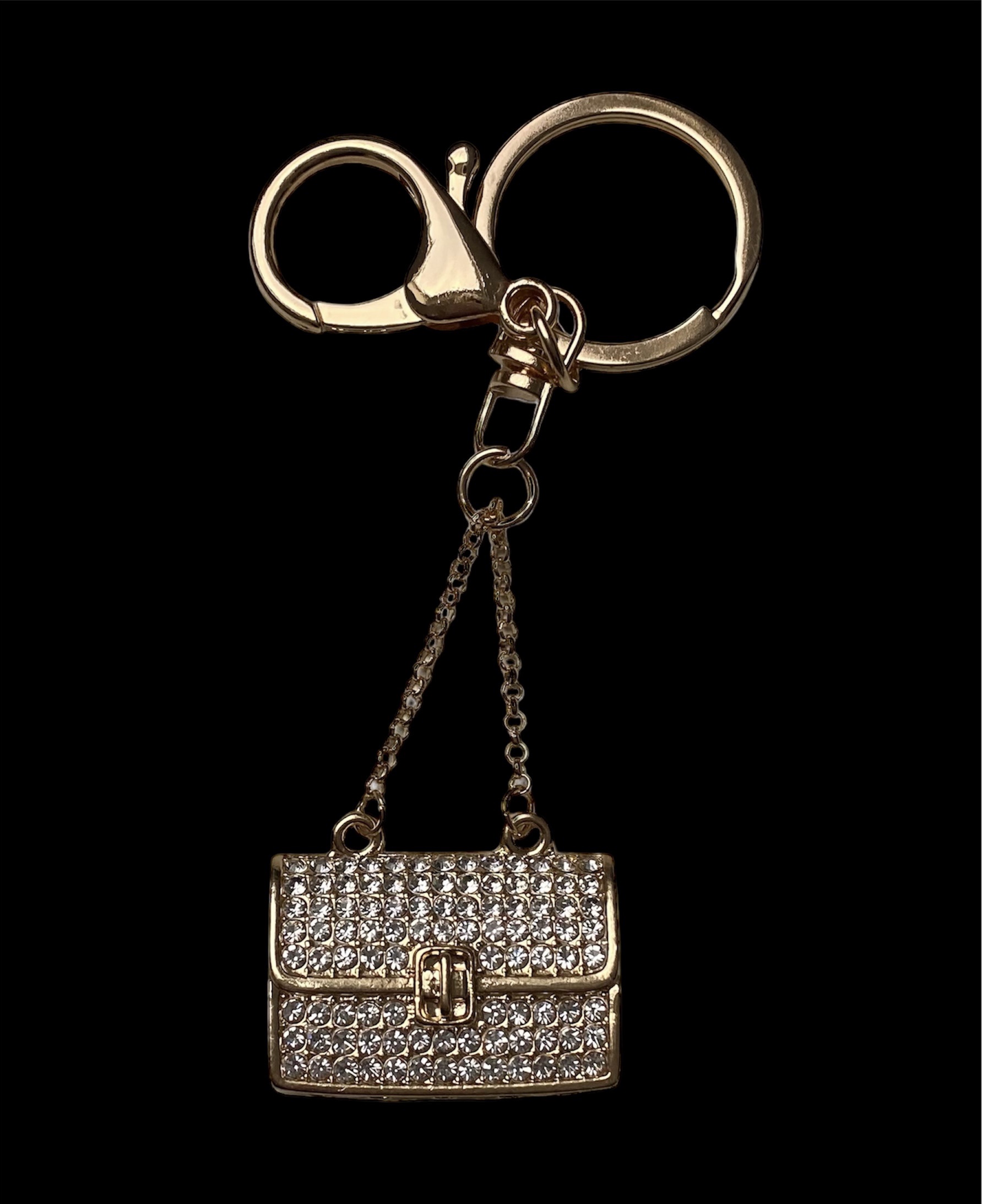 Sleutelhanger Strass Tas ( Goudkleurig ) 3.5 x 3 cm - Afbeelding 3