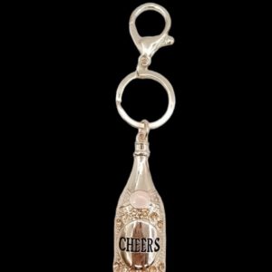 Sleutelhanger Wijnfles Cheers ( Roze) 7.5 x 2.6 cm