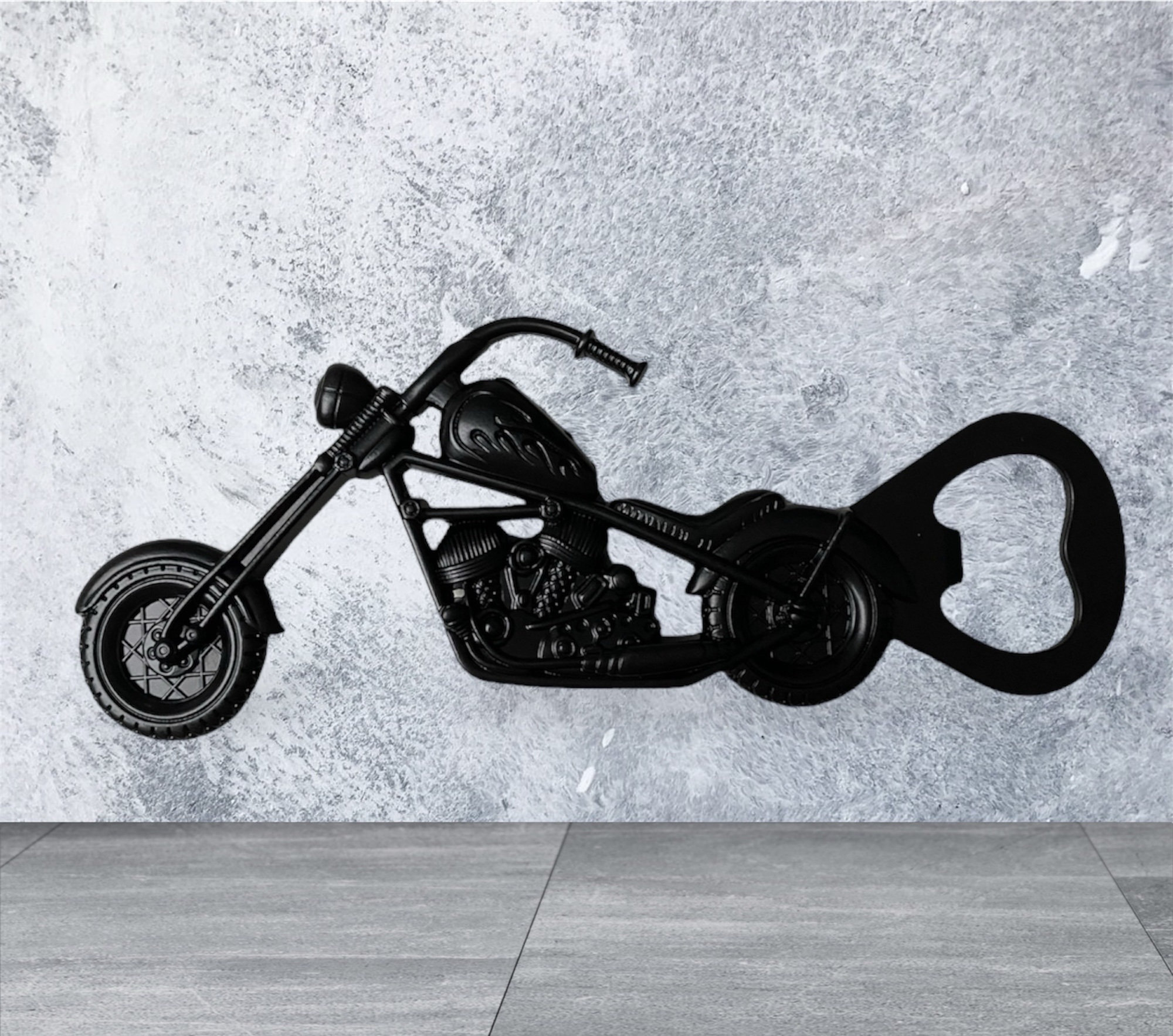 Flesopener Motorfiets ( Zwart) 12.7 x 4.6 cm