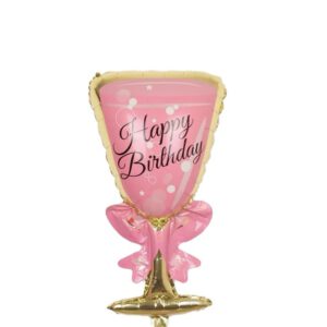Folie Ballon Glas ( Happy Birthday) 80 x 49 cm