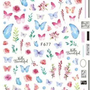 Nagelstickers Flowers and Butterflies ( 677 ) 12.5 x 7.5 cm