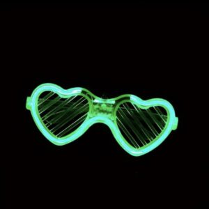 Led Bril Hart ( Groen ) 3 standen licht -Party Bril 13 x 15 cm