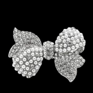 Broche Strik ( Strass /Parel ) 3.8 x 5.5 cm
