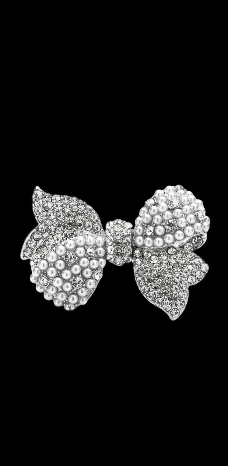 Broche Strik ( Strass /Parel ) 3.8 x 5.5 cm