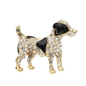 Broche Hond Strass met zwarte vlekken ( 2.3 x 3.4 cm)