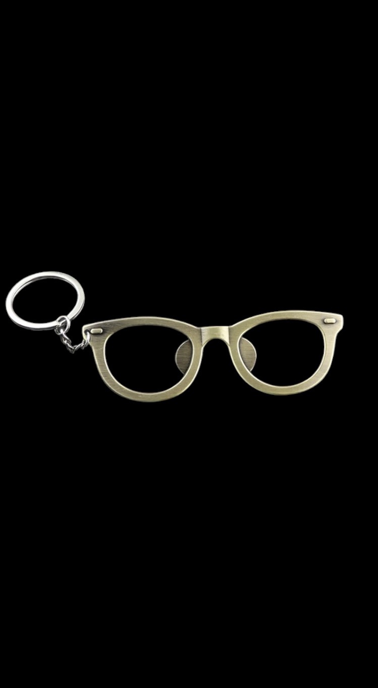 Flesopener/Sleutelhanger Bril 10.5 x 3.5 cm ( Goudkleurig) - Afbeelding 2