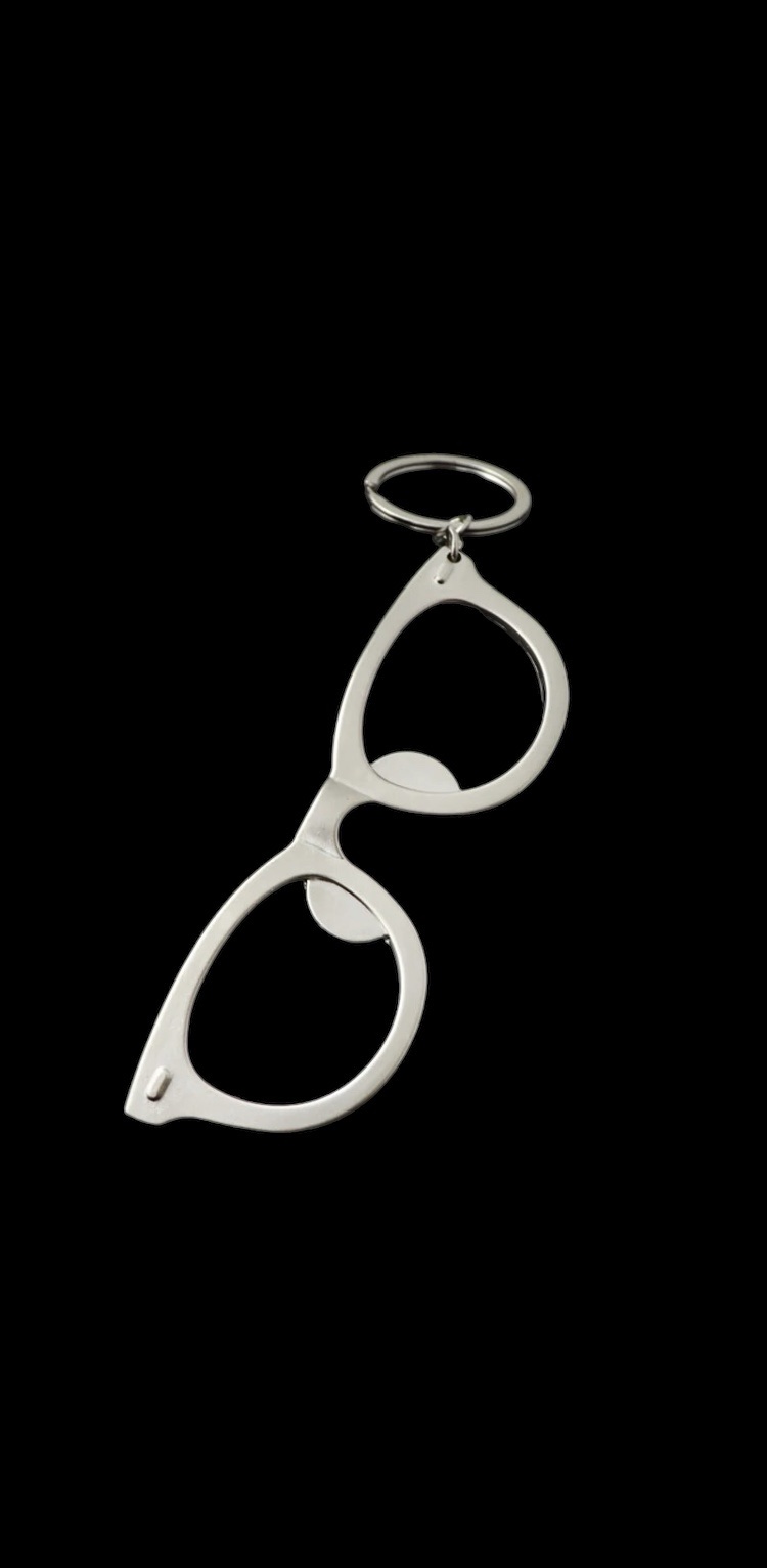 Flesopener/Sleutelhanger Bril 10.5 x 3.5 cm ( Zilverkleurig ) - Afbeelding 2