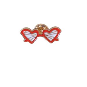 Broche/Pin Zonnebril Hartjes ( Rood ) 1.5 x 1.9 cm