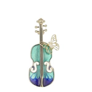 Broche Viool met Vlinder ( 4.6 x 2 cm )