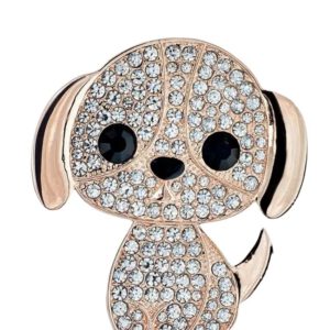 Broche Hond Strass Plat ( Bronskleurig) 4.5 x 4 cm