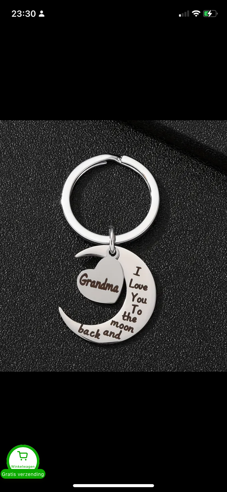 Sleutelhanger Grandma I love you to the moon and back ( Oma) 5 x 2.5 cm