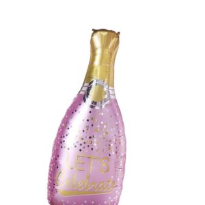 Folie Ballon Fles LET^S CELEBRATE ( Roze 98 x 48 cm )