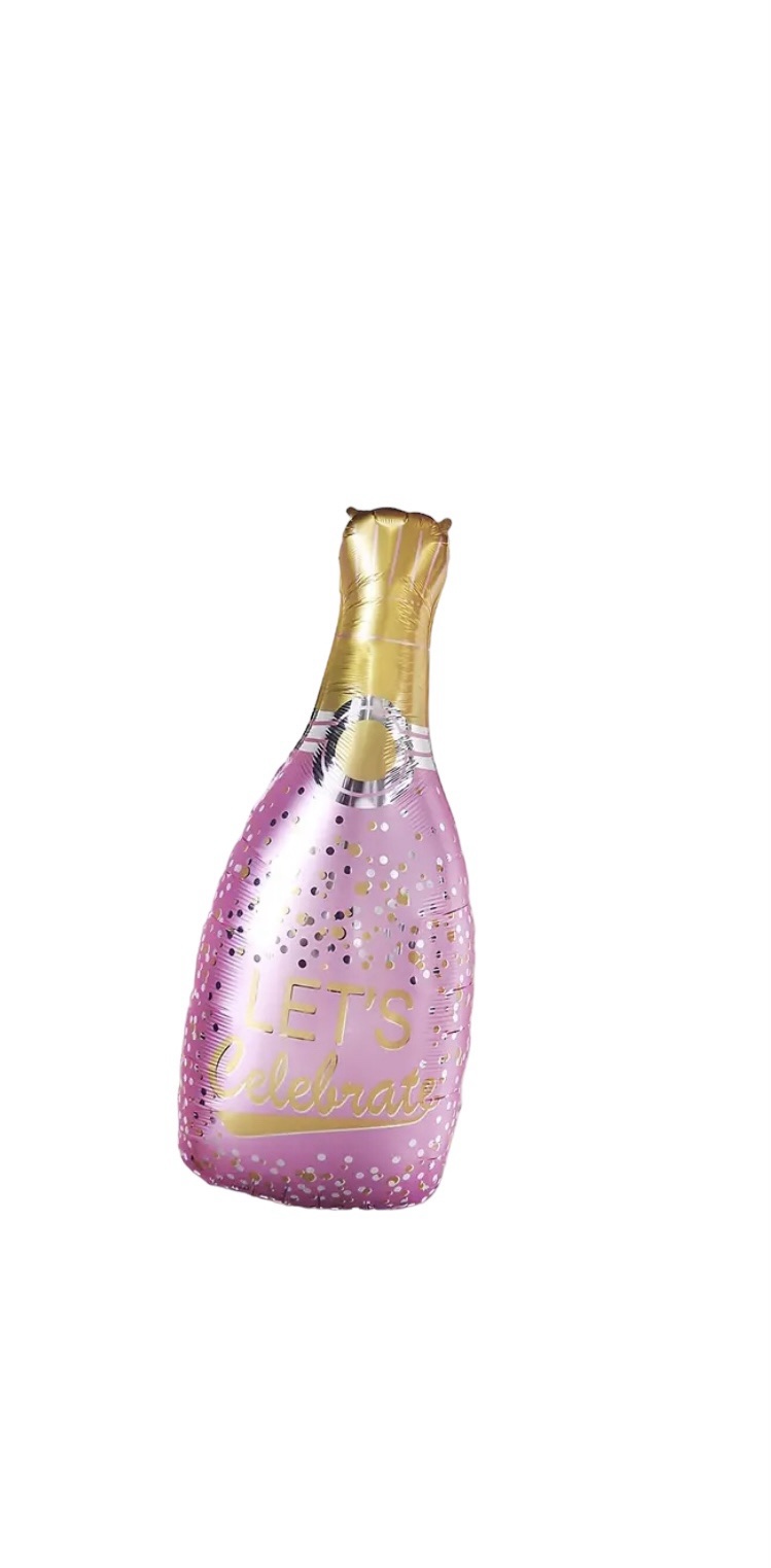 Folie Ballon Fles LET^S CELEBRATE ( Roze 98 x 48 cm )