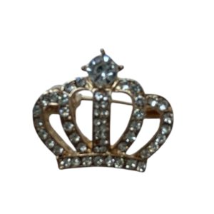 Broche Kroon Strass Goudkleurig ( 2.6 x 2.2 cm )